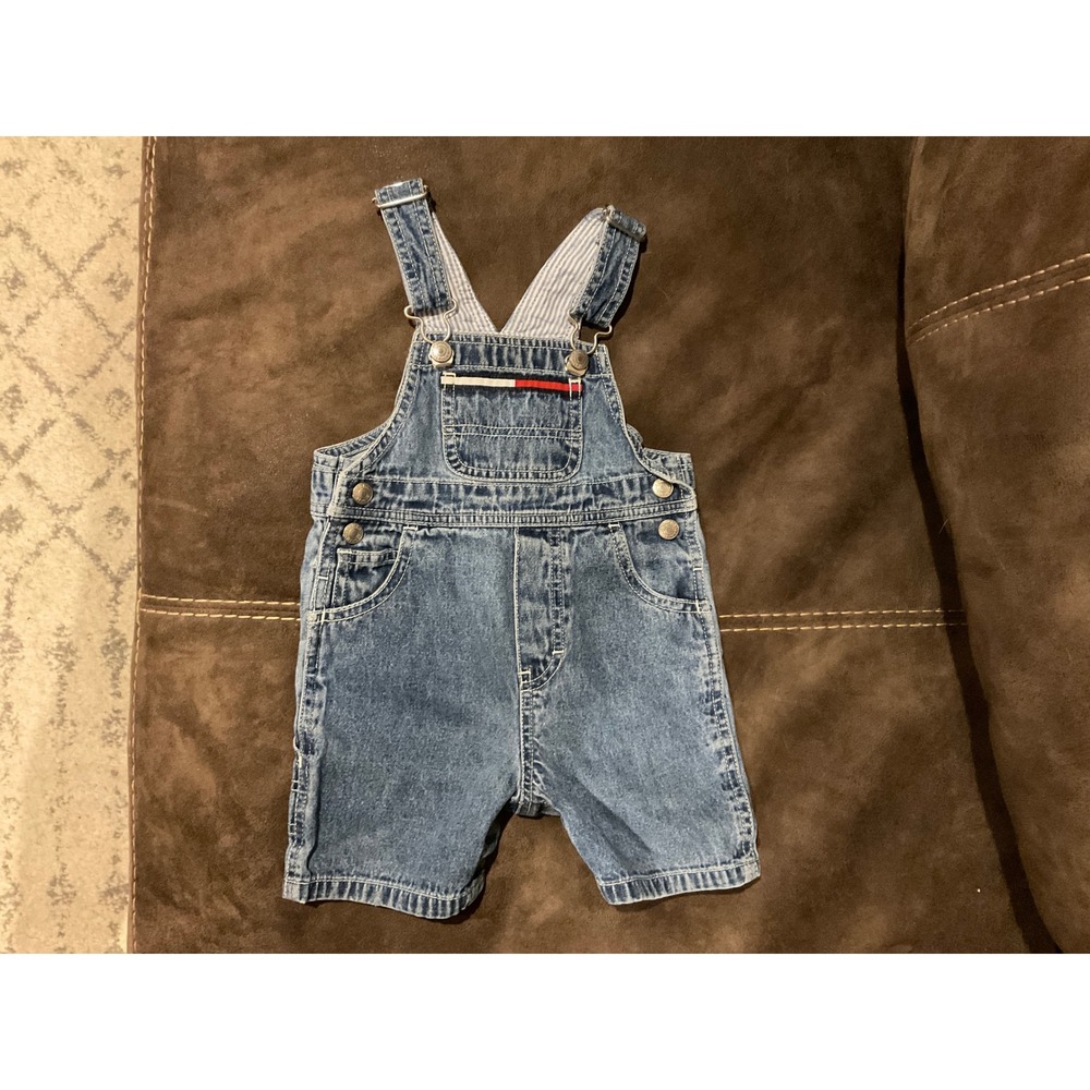 Tommy Hilfiger Baby Denim Overalls Medium Wash 12-18M Vintage Style
